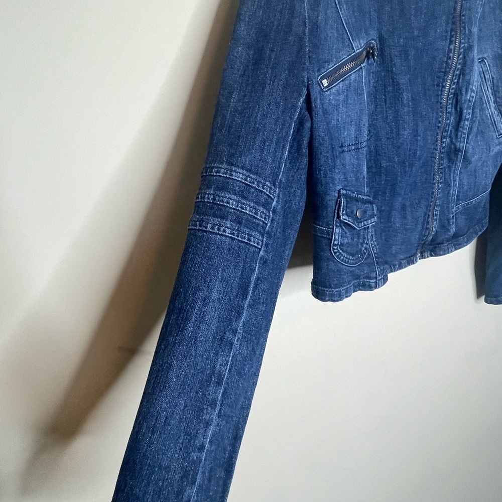 Elle denim short moto long sleeve zipper jacket - Picture 5 of 11